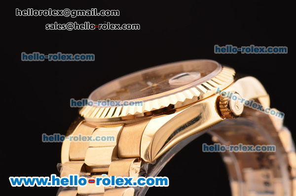 Rolex Day-Date Asia 2813 Automatic Gold Case/Strap with Gold Stick Markers - Click Image to Close